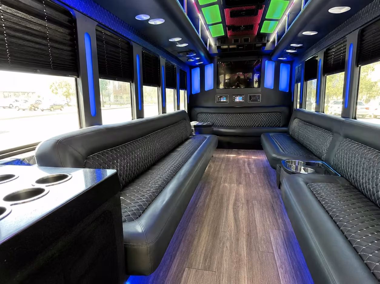 15 passenger party bus inside