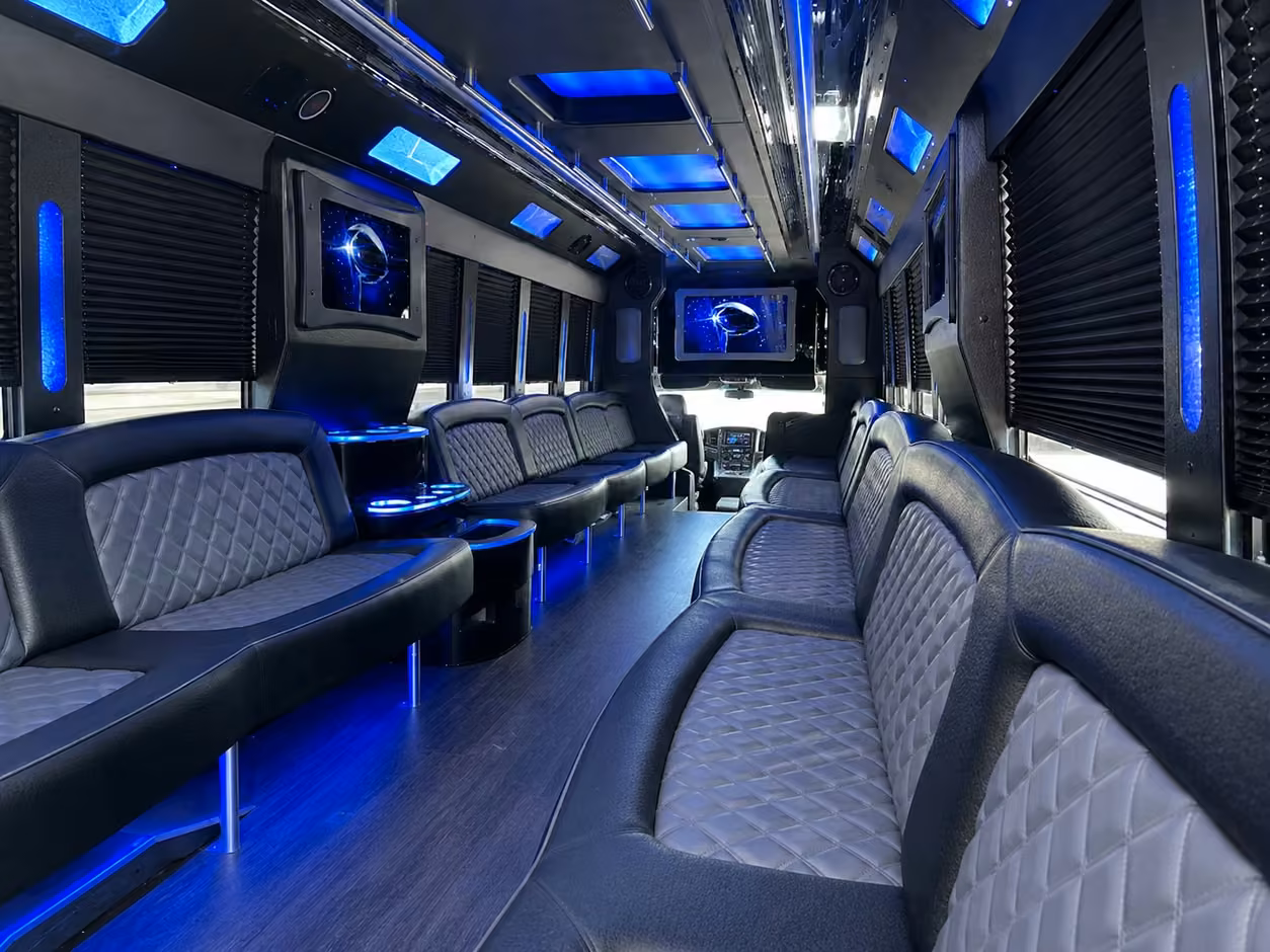 15 passenger party bus interior