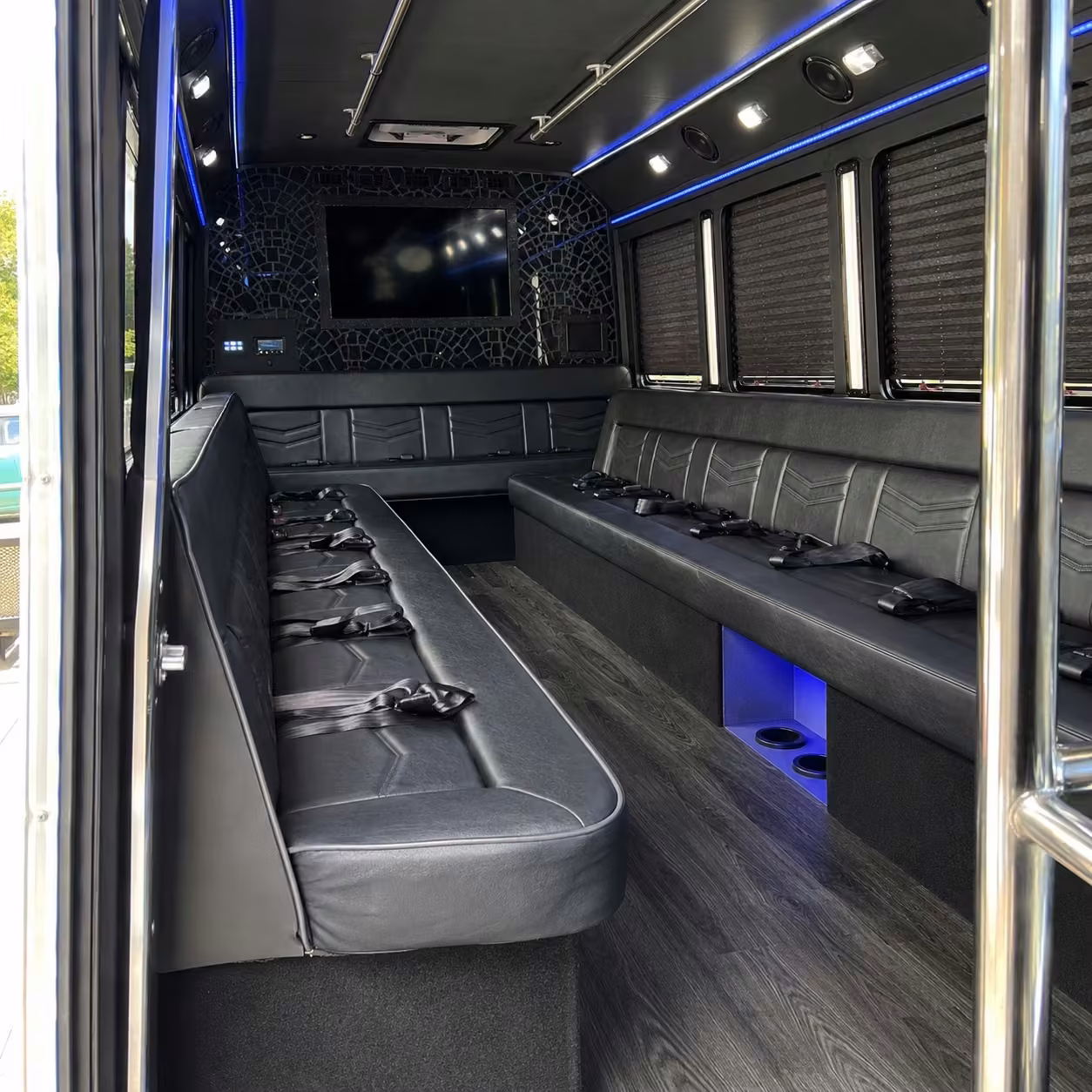 18 passenger party bus inside