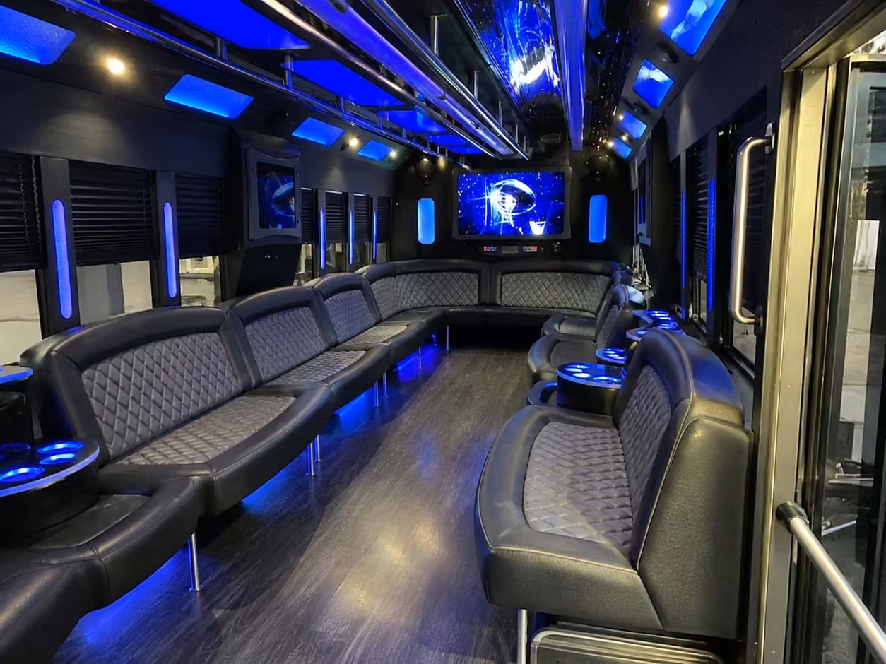 20 passenger party bus inside
