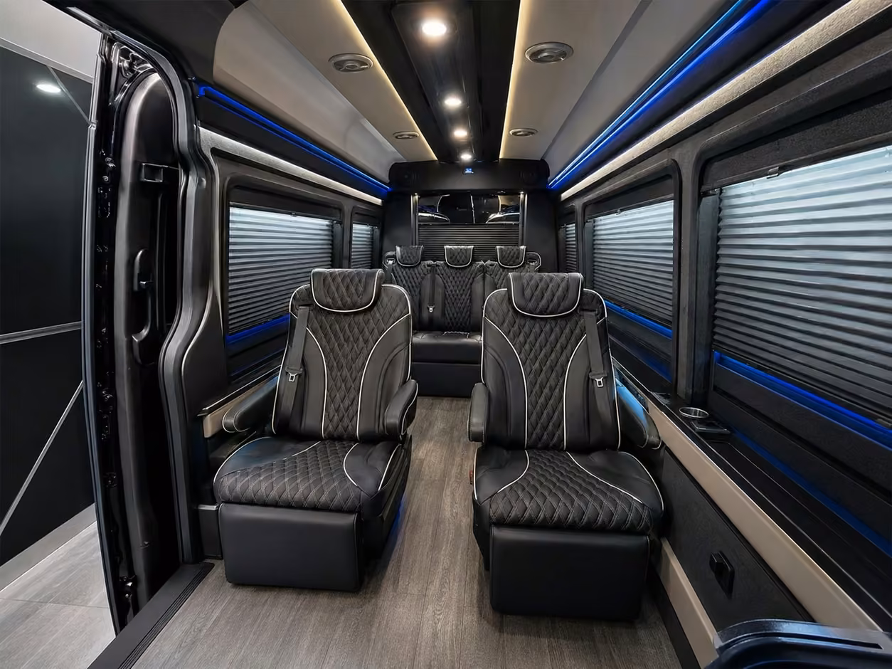 sprinter van rental with driver inside